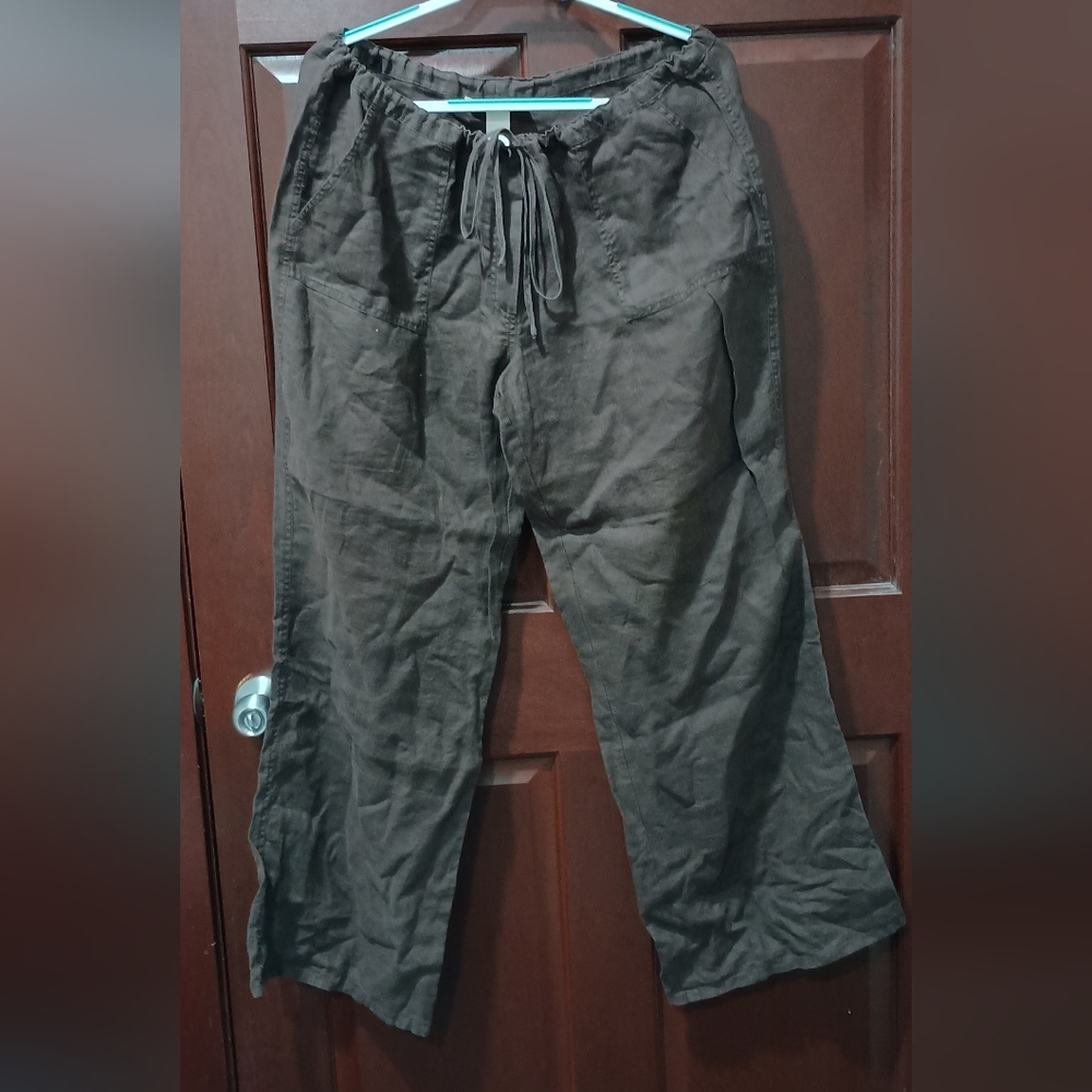 London Jean 100% Linen Brown Chino Pants Size XL
